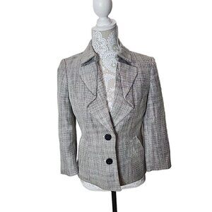 The Limited Houndstooth Blazer Gray 3/4 Sleeve NWT Women's Small